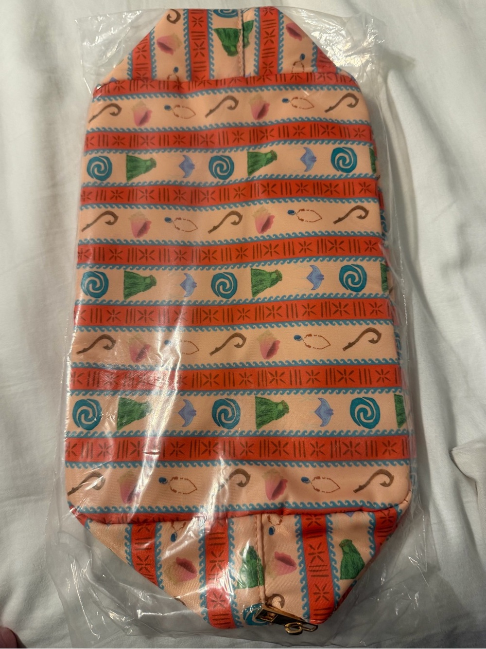 Moana inspired Large zippered Cosmetic Pouch - Peach & Coral Travel Case